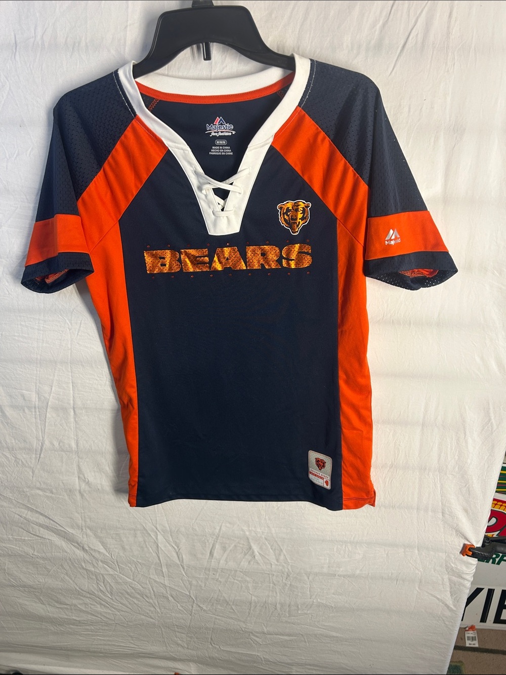 Majestic Navy and Orange Chicago Bears Fan Jersey